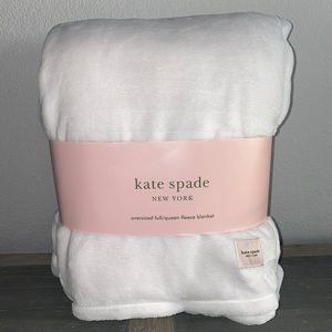 KATE SPADE White OVERSIZED FULL / QUEEN Fleece Blanket Soft Plush Throw 98 x 92